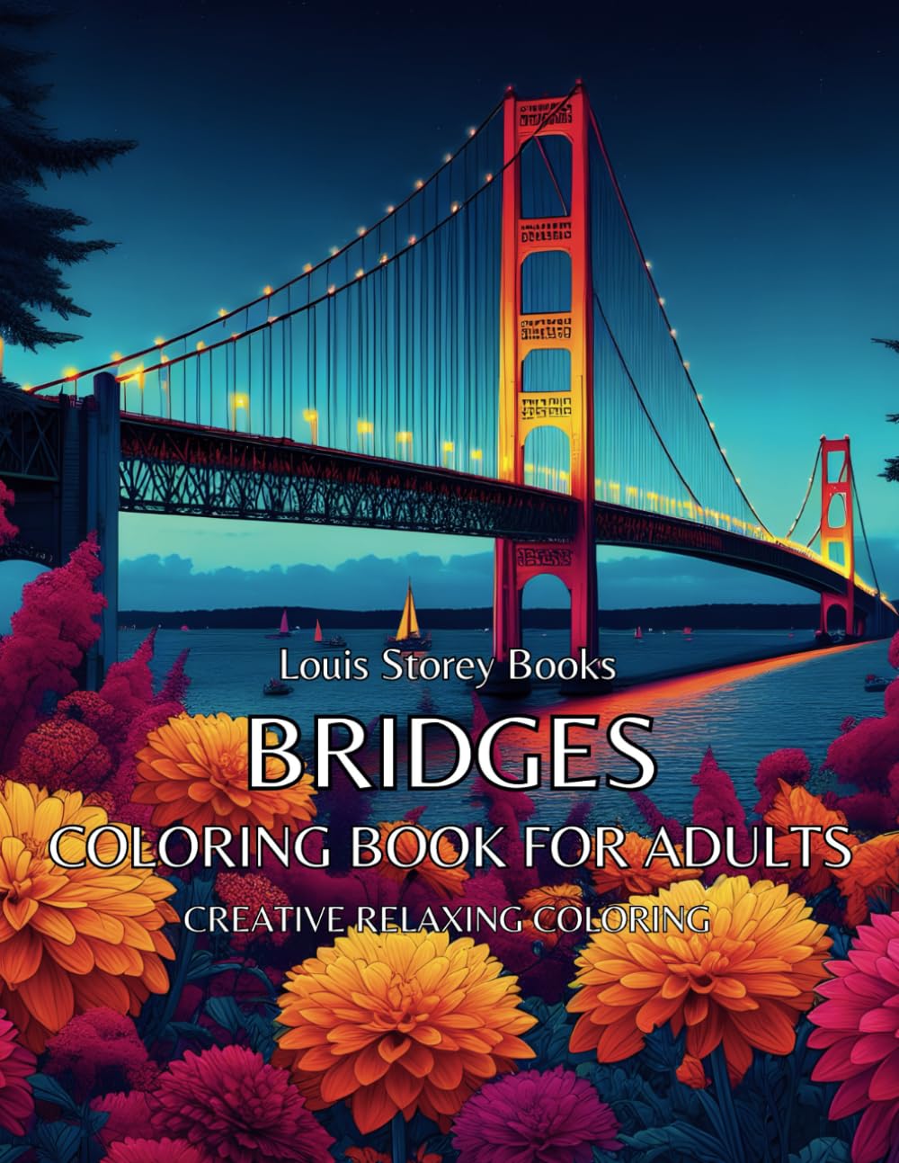 Bridges Coloring Book Adult Coloring Book 40 Large Print Bridge Illustrations For Relaxation And Art Therapy: Stress Relief Adult Bridge Coloring Pages