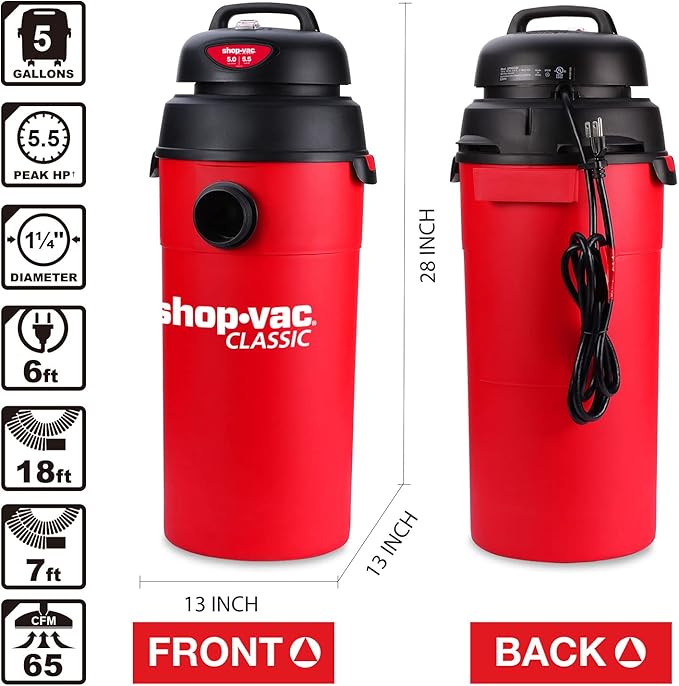 Aspiradora Vertical 5 Galones 5.5 HP Enchufable miniatura 3