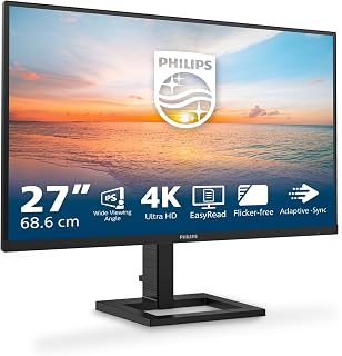 PHILIPS 27E1N1900AE 27 Zoll UHD USB Hub Monitor, 60Hz, IPS Panel, 4ms GtG, HDR10, Höhenverstellung,Lautsprecher,(3840x2160 HDMI 2X 2.0) Schwarz