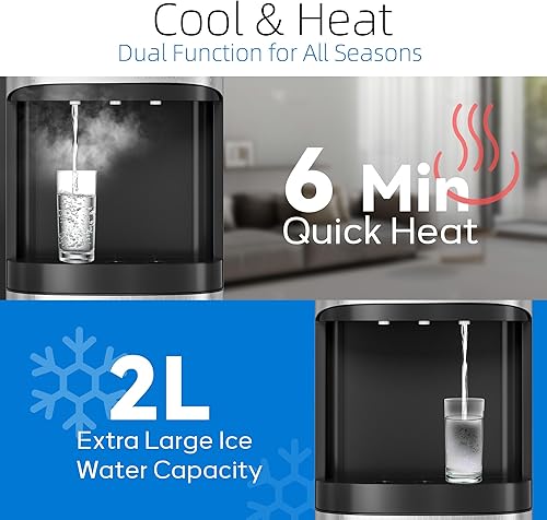 Vista 4 de Manastin Dispensador de enfriador de agua de carga inferior para botellas de 3 a 5 galones, 3 temperaturas, agua caliente, fría y habitación