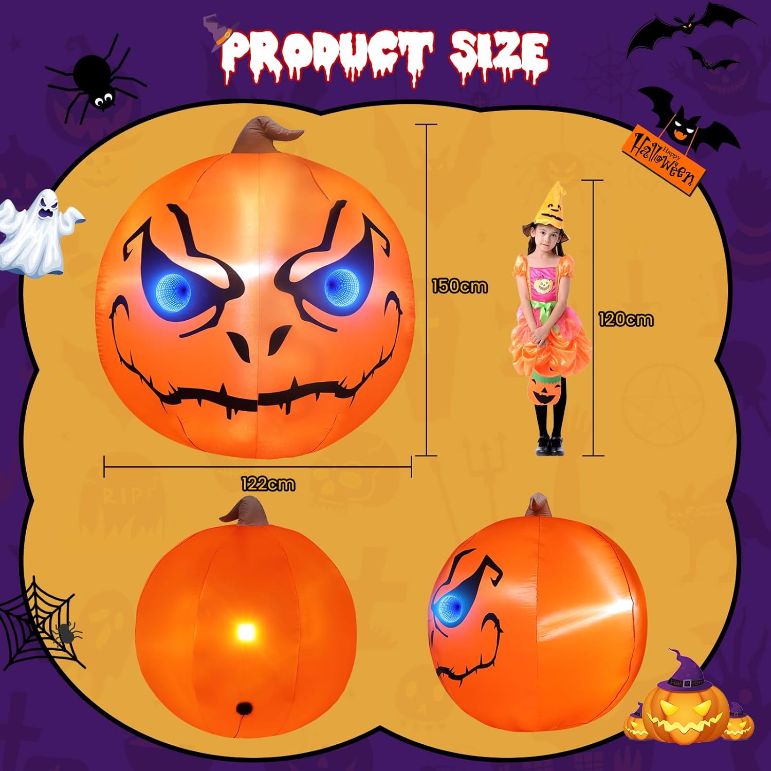 GlobaLink Halloween Felfújható Tök méretarányok bemutatása