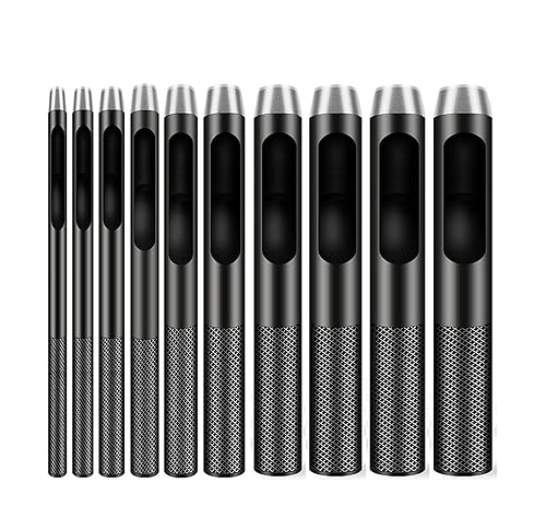 IRISFLY 10 unidades Ronda Acero Craft sacabocados de 1mm a 10mm para cinturones de piel relojes y juntas