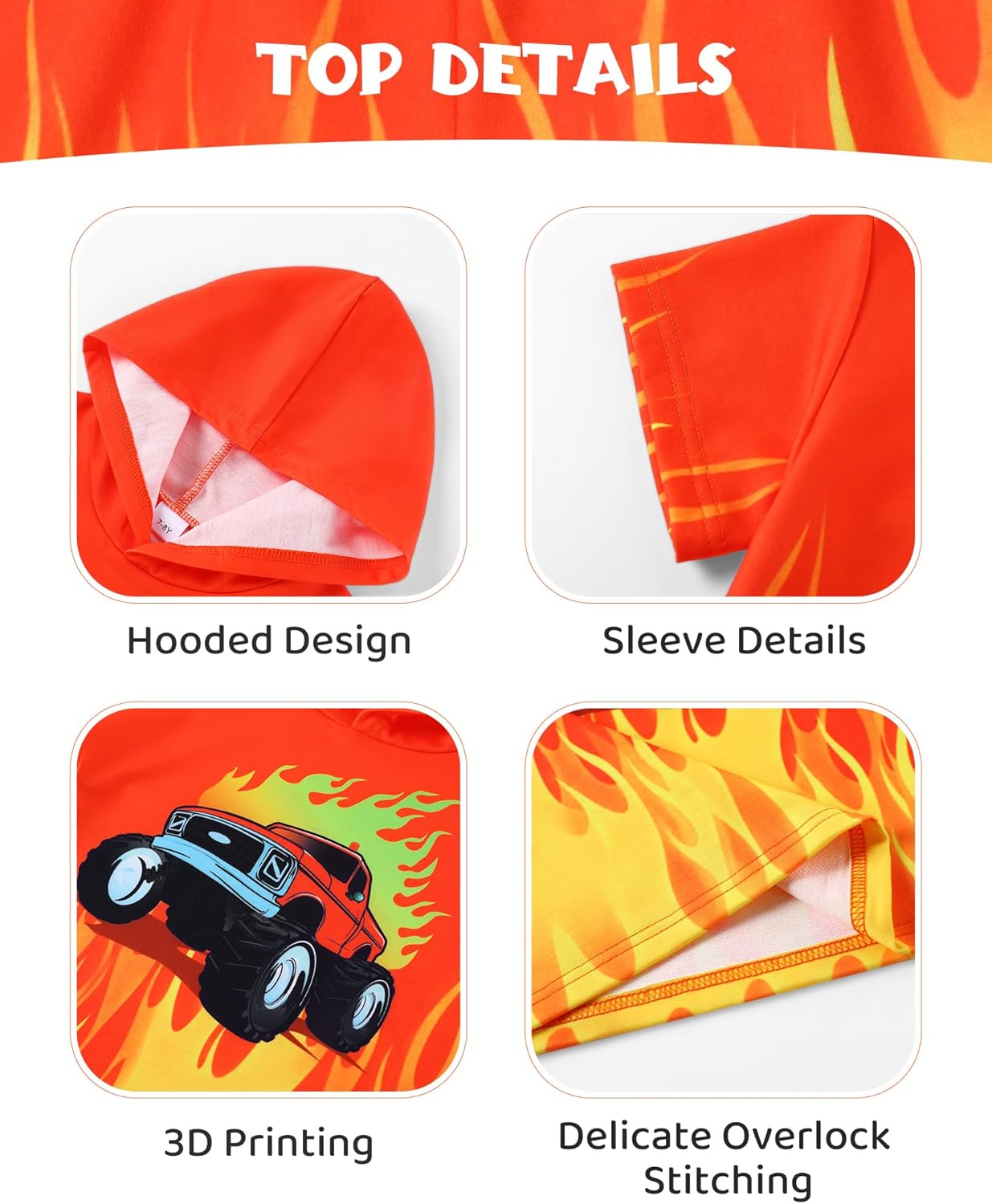 Boys 2Pcs Summer Clothes 3D Printing Short Sleeve Hooded T-Shirt and Shorts Outfit for 5-12 Years - Image 5