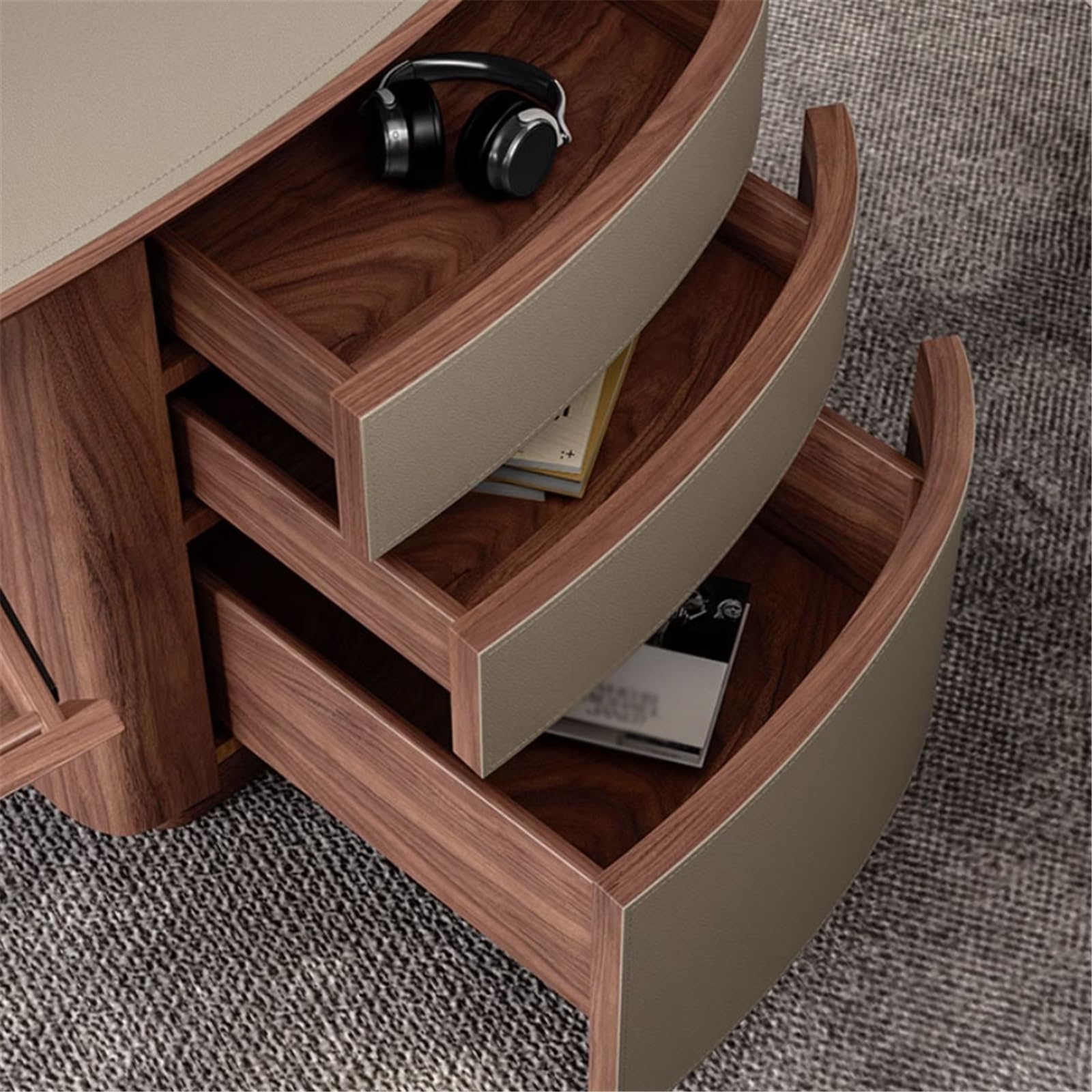 Acrittura Scrivania moderna for casa e ufficio con 3 cassetti in legno(S)