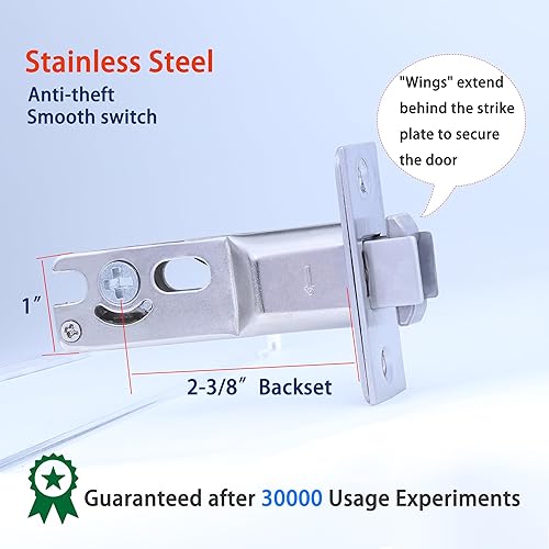 Miniatura 4 de Dontay Cerradura y tirador de puerta de bolsillo, pestillo cuadrado de privacidad (camabaño), asas empotradas, fondo de 2-38 pulgadas, accesorios