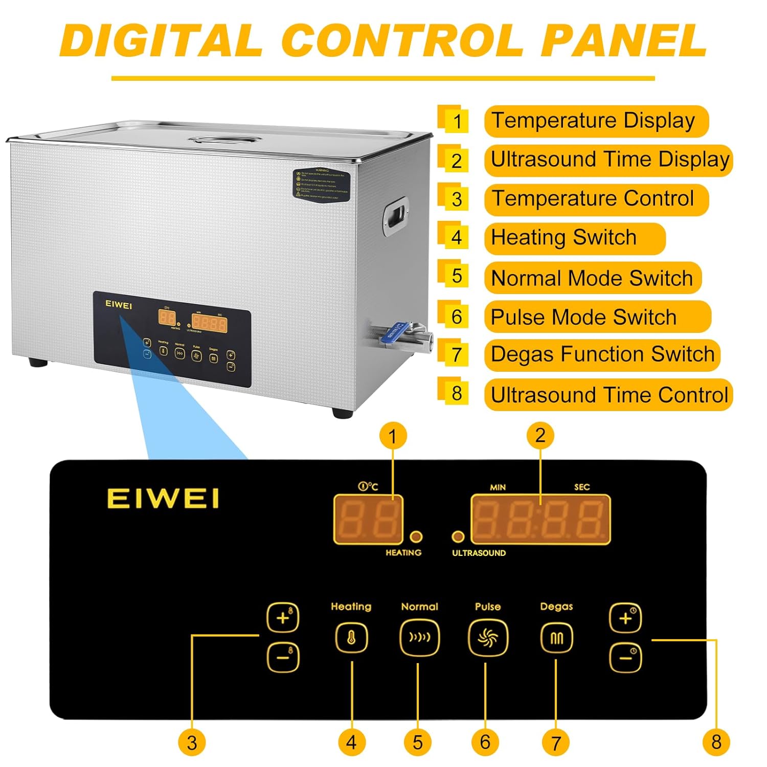 30L Ultrasonic Cleaner Dual-Frequency Professional Digital Stainless Steel Cleaning Machine with Heater Timer for Carburetor, Parts, Circuit Board, Glasses, Denture, Jewelry