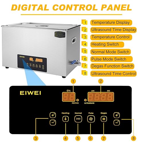 Miniatura 3 de Limpiador ultrasónico de doble frecuencia profesional de acero inoxidable digital de 30L con temporizador calentador para carburador, piezas, placa