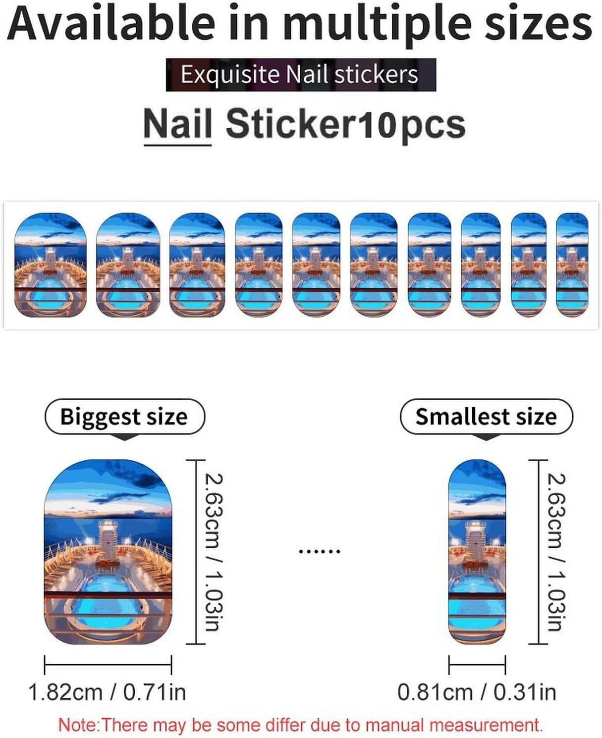 100 Pieces Full Nail Wraps Self-Adhesive Gel Nail Stickers for Women | Pool Party Cruise Ship Nail Strips, UV Free, Chip Resistant, Waterproof Full Cover, Long Lasting Nail Decals