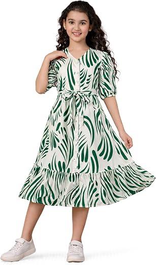 Jwalin Girls Rayon Printed Western Dress|One Piece Dress|Girls Dresses|Dress for Kids