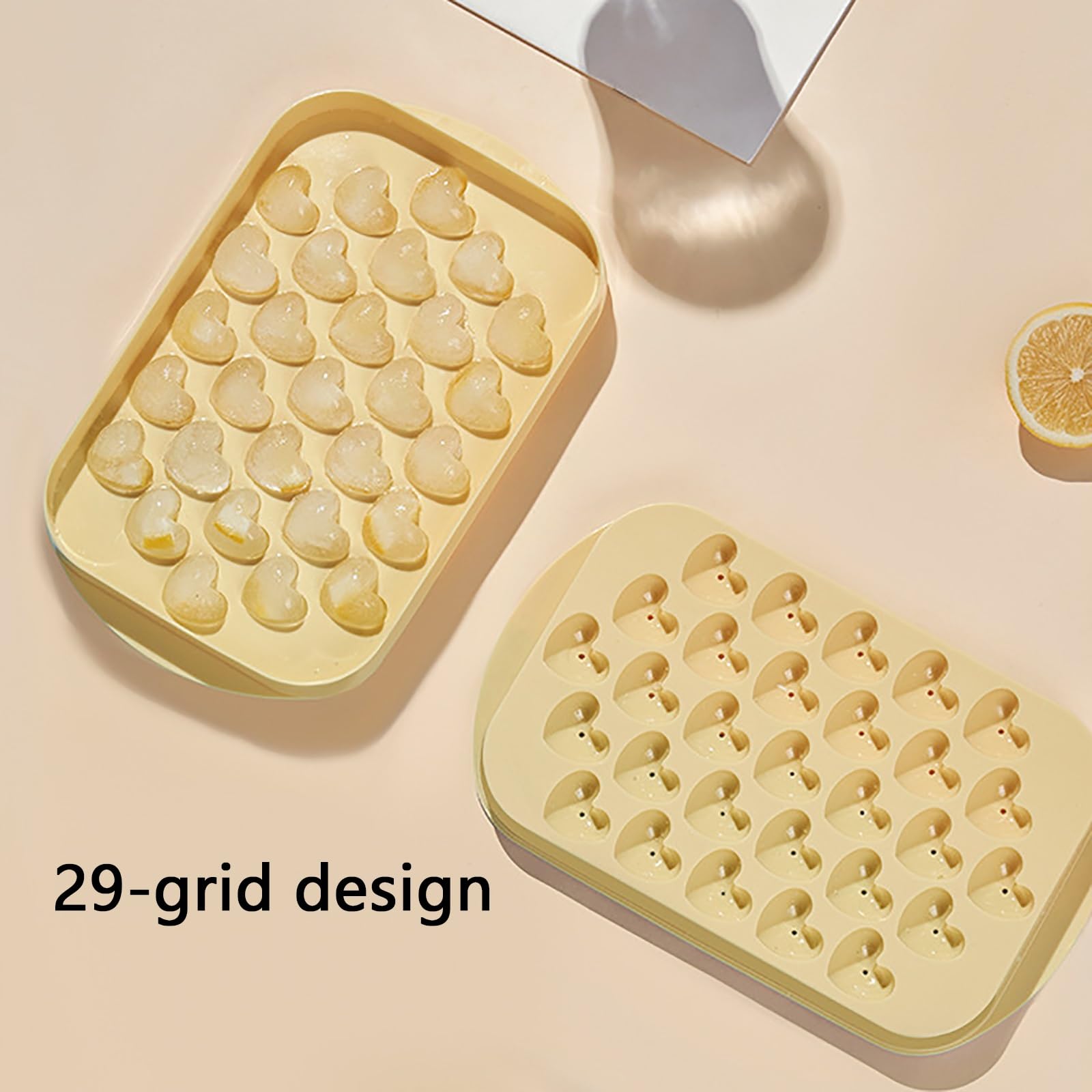 29 Cavidades, Molde Helado con Forma de Corazón, Moldes para Helados | Seguras y Reutilizables, Fáciles de Limpiar, para Café, Whisky y Cócteles(White)