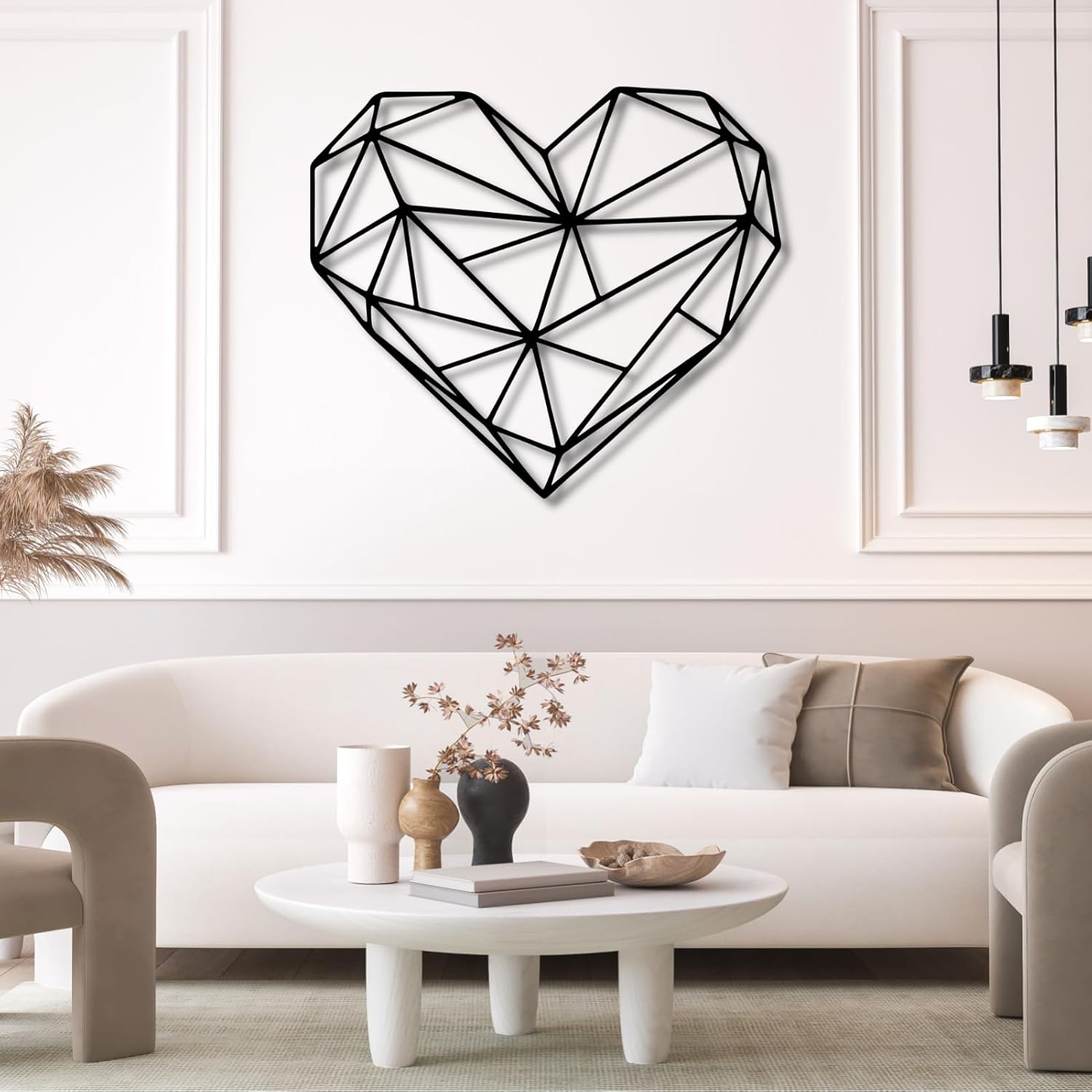 Amazon.com: Metal Wall Art-Geometric Heart, Metal Heart Wall Decor ...