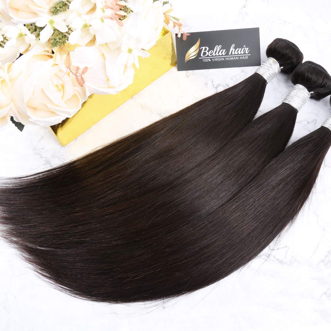 Bella Hair Best One Donor Human Hair Straight 3 Bundles 12inch - 40inch Virgin Human Hair Weave Extensions Natural Color (20"20"20")