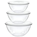 PLASTICPRO Disposable Combo Set of Salad Bowl With Lids Includes 2, 48 Ounce 2, 96 oz 2, 150 Ounce Round Crystal Clear Plastic Serving Bowl