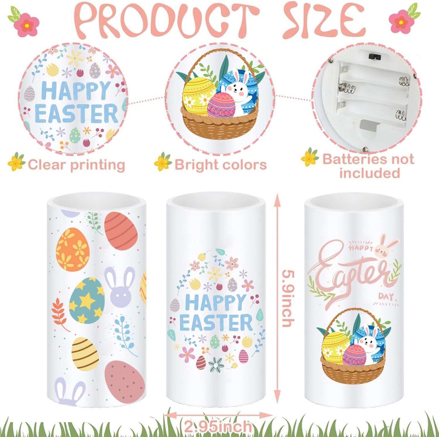 3 Pcs Easter Flameless Candles,Battery Operated Candle, Rabbit Egg Design with Timer Remote, Happy Easter Day Gift for Bedroom Living Room Decor Farmhouse