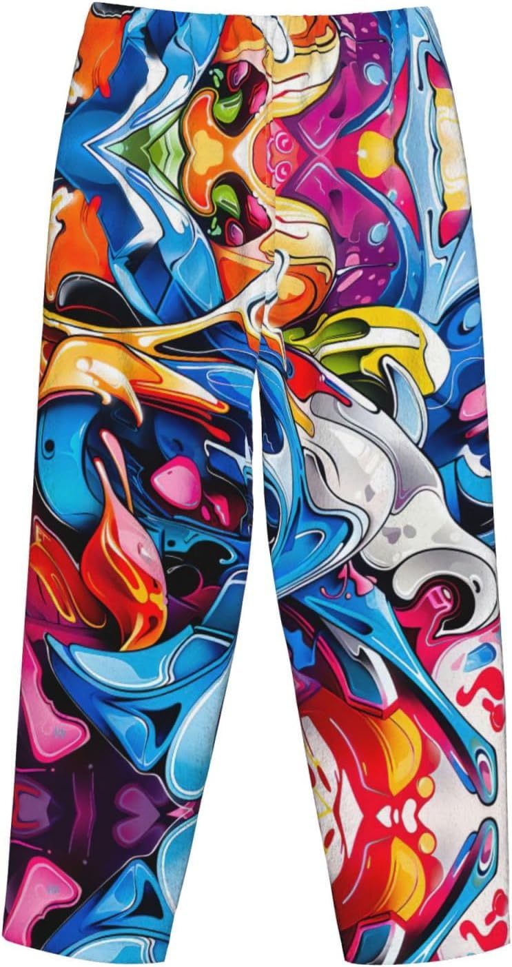 Graffiti Drawing Print Cozy Women'S Flannel Pajama Pants,Perfect For Christmas And Everyday Comfort