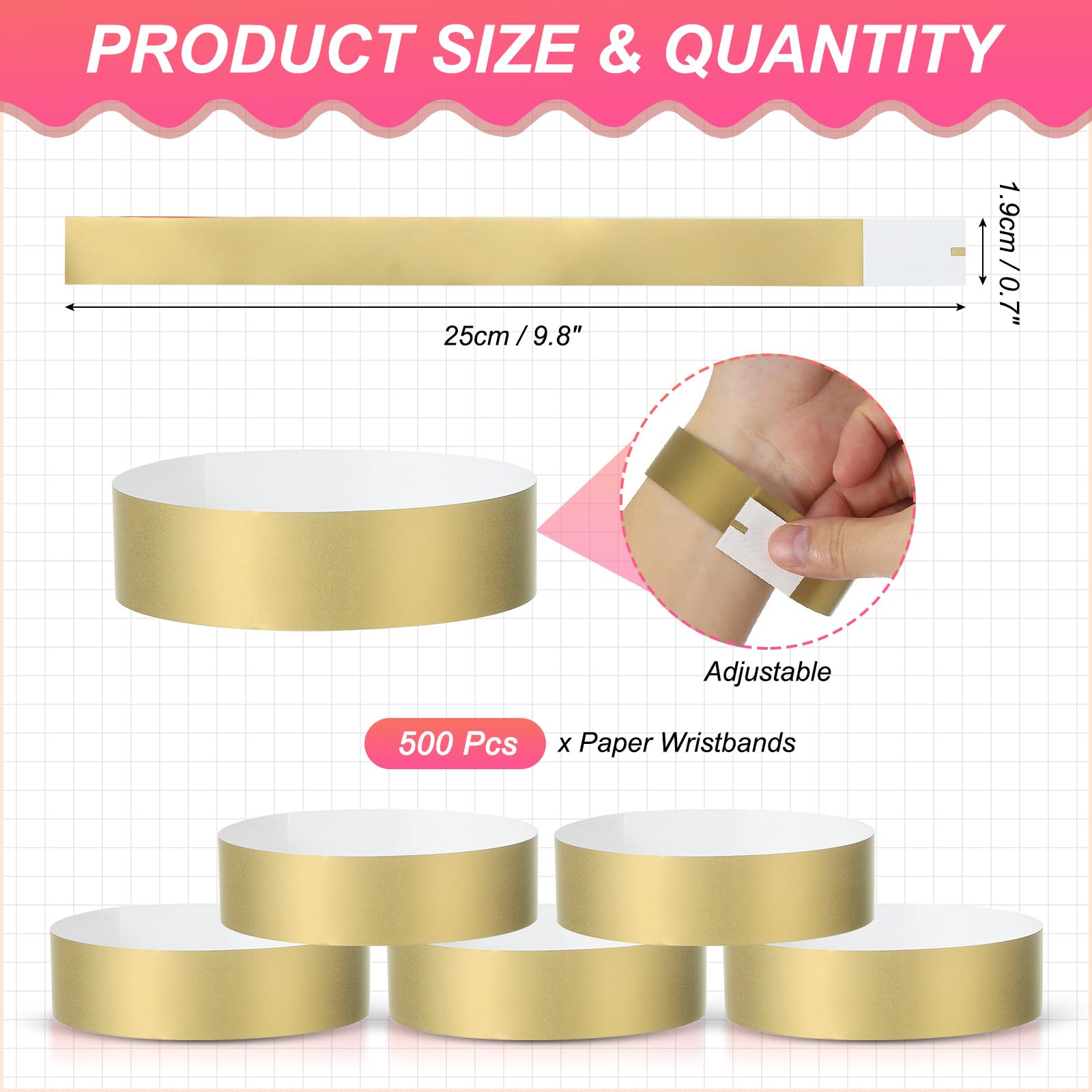 PATIKIL Paper Wristbands for Events 500 Pack Neon Party Wrist Bands - Image 2