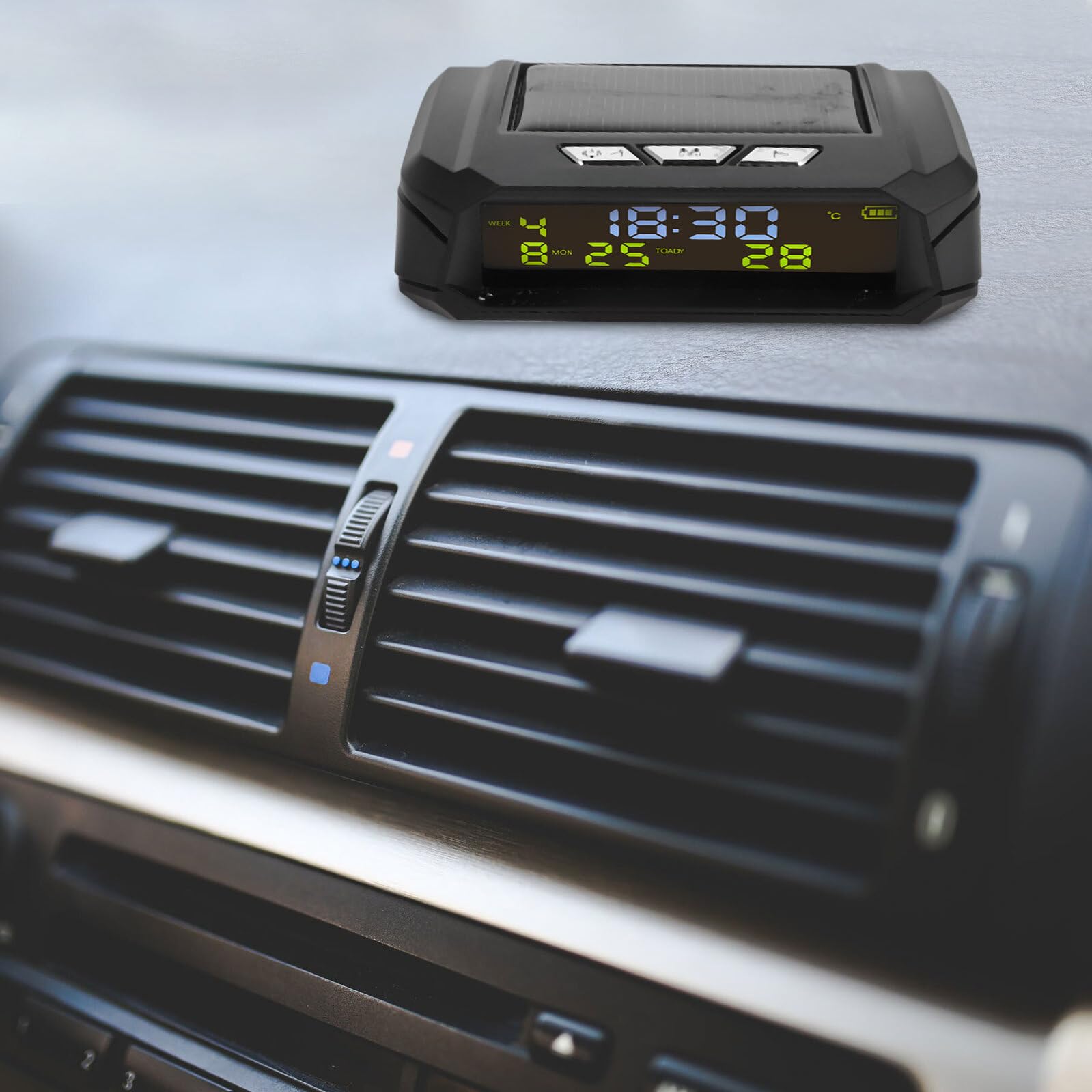 Reloj Digital para Salpicadero de Coche con Temperatura, Negro