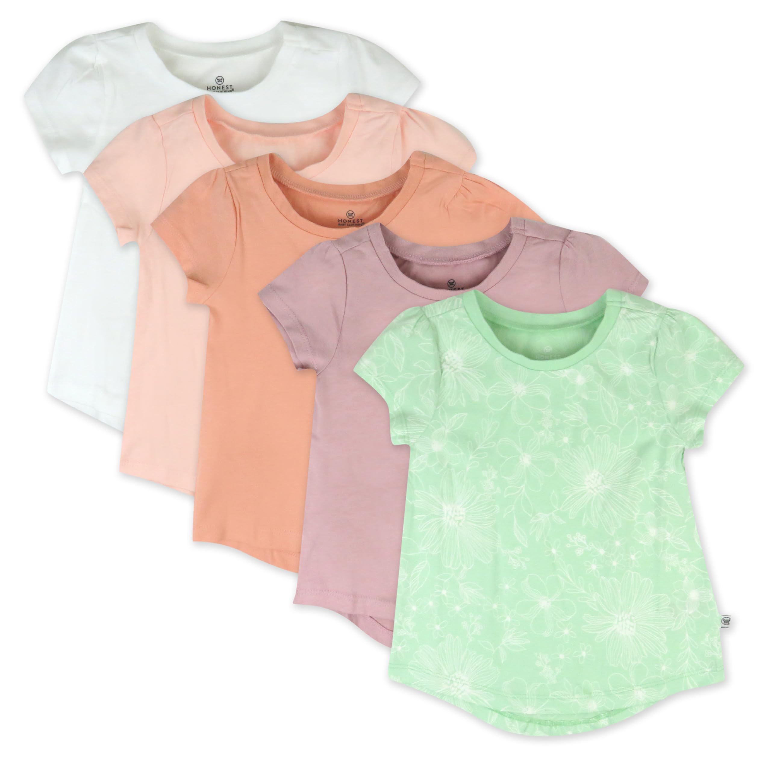 HonestBaby Baby Toddler &amp; Kids' 100% Organic Cotton Short Sleeve T-Shirts (10-Pack)