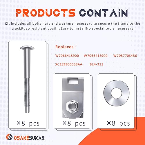 Miniatura 6 de Kit de accesorios de montaje de tornillos de caja de camión para Ford f250 F350 F450 F550 Super Duty 1999-2016 compatible con 924-311, W706641-S900,