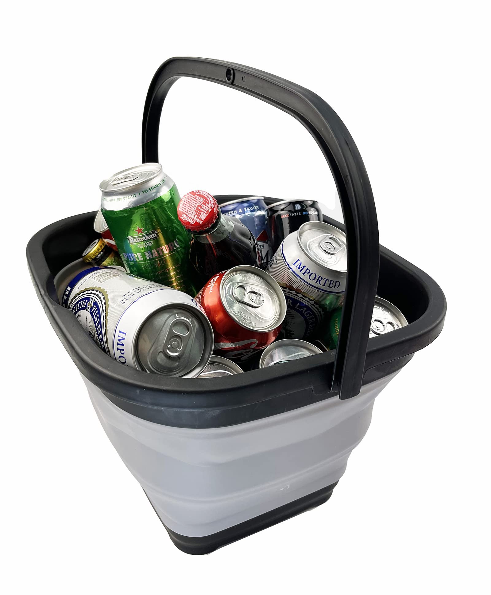 SAMMART Collapsible Rectangular Bucket Set Of 2 – 10L (2.6 Gallon) Foldable Storage Baskets, Grey - View #8
