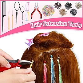 Hair Tinsel Kit (48 Inch, 16 Colors, 3200 Strands), Glitter Tinsel Hair Extensions with Tools, Heat Resistant Fairy Hair Tinsel Kit with Hair Tinsel Beads for Women Girls Daily Parties Festival