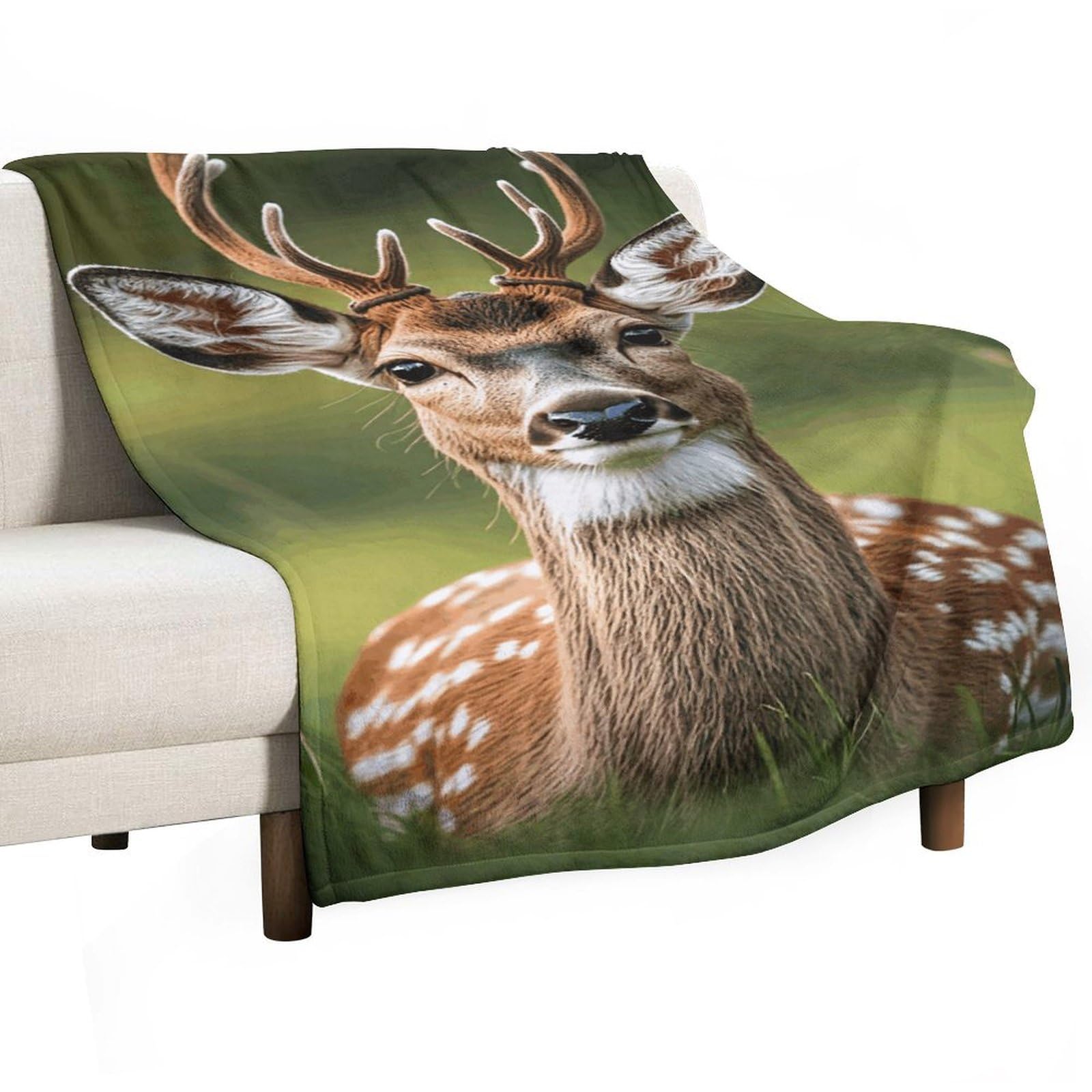 Couverture en flanelle douce et confortable motif cerf mignon pour enfant