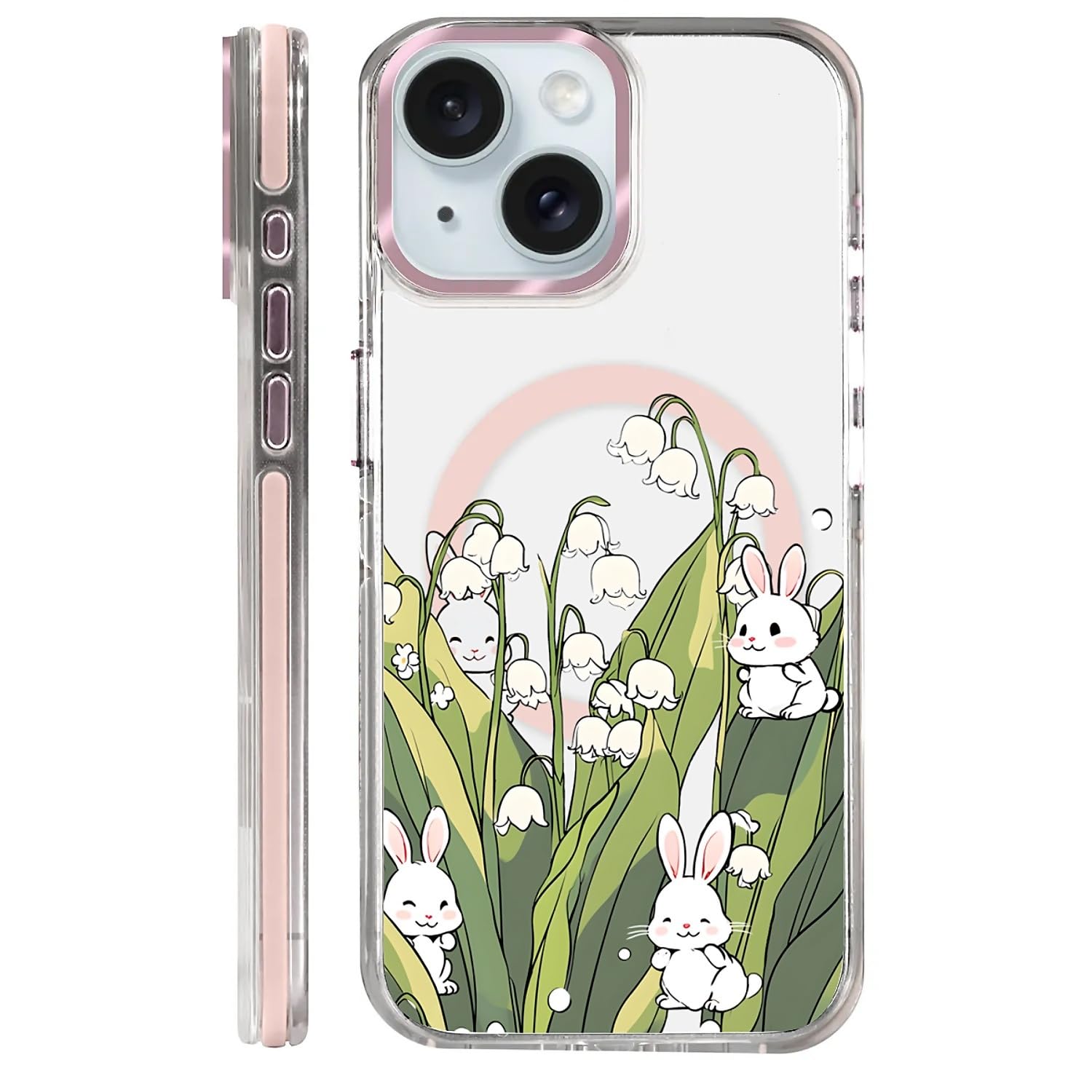 Coque antichoc iPhone 15 transparente protection complète objectif photo lapin MagSafe - 8