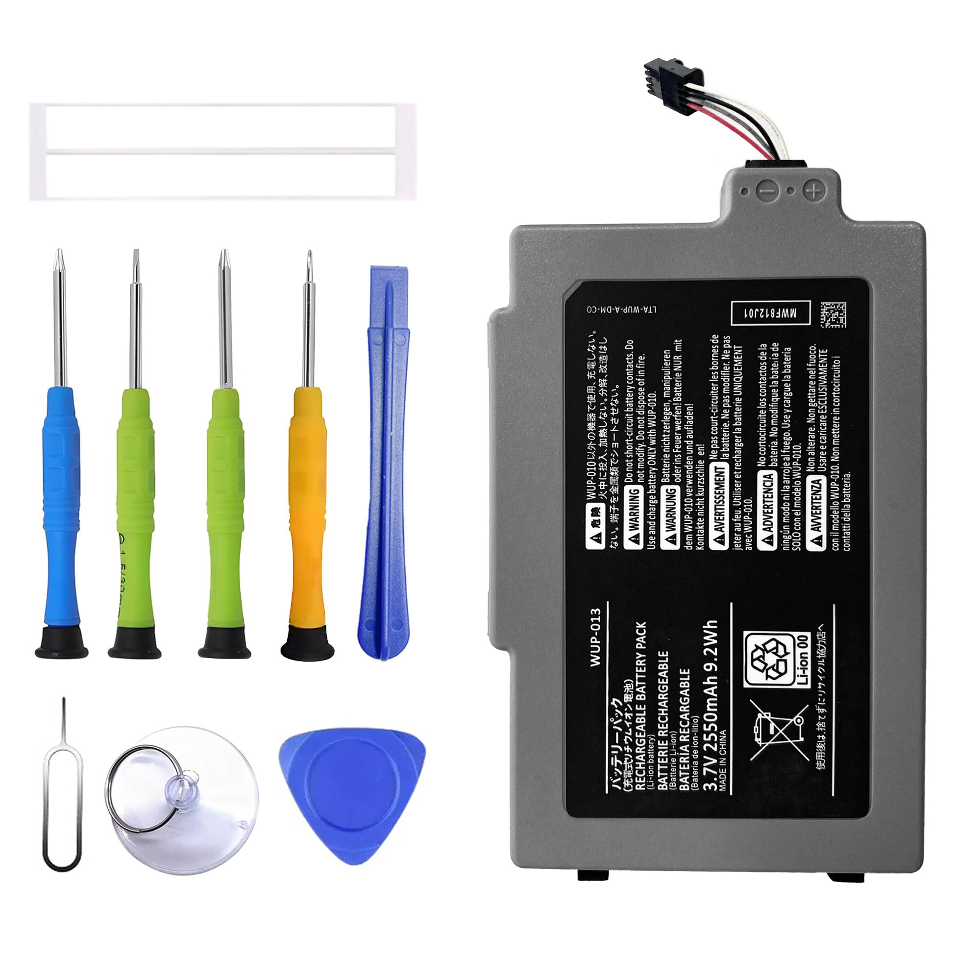 Replacement Battery WUP-013 Compatible with Wii U Gamepad WUP-001 Wii U WUP-013 WUP-012 Replacement Battery with Tool Set