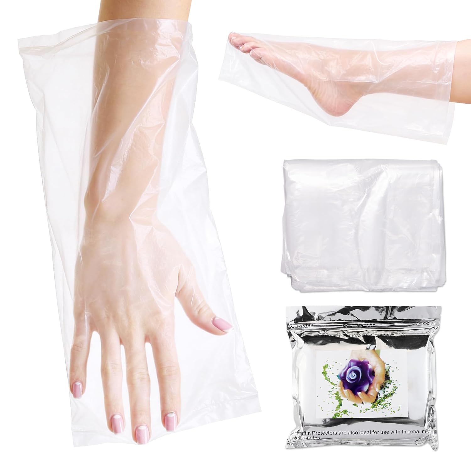 4000 Counts - Beauticom Paraffin Wax Thermal Mitt Plastic Bath Liners for Hand or Foot Professional or Personal Use, 15 x 10 Inches