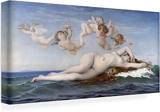 Wrapped Canvas Wall Art - Cabanel 'The Birth of Venus' Wall Art for Living Room, Bedroom, or Office Décor - 16x32