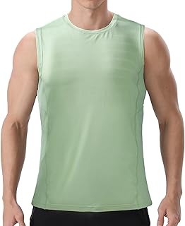 visionreast Camiseta deportiva deportiva sin mangas transpirable de secado rápido para hombre, color naranja, verde manzana, 3XL