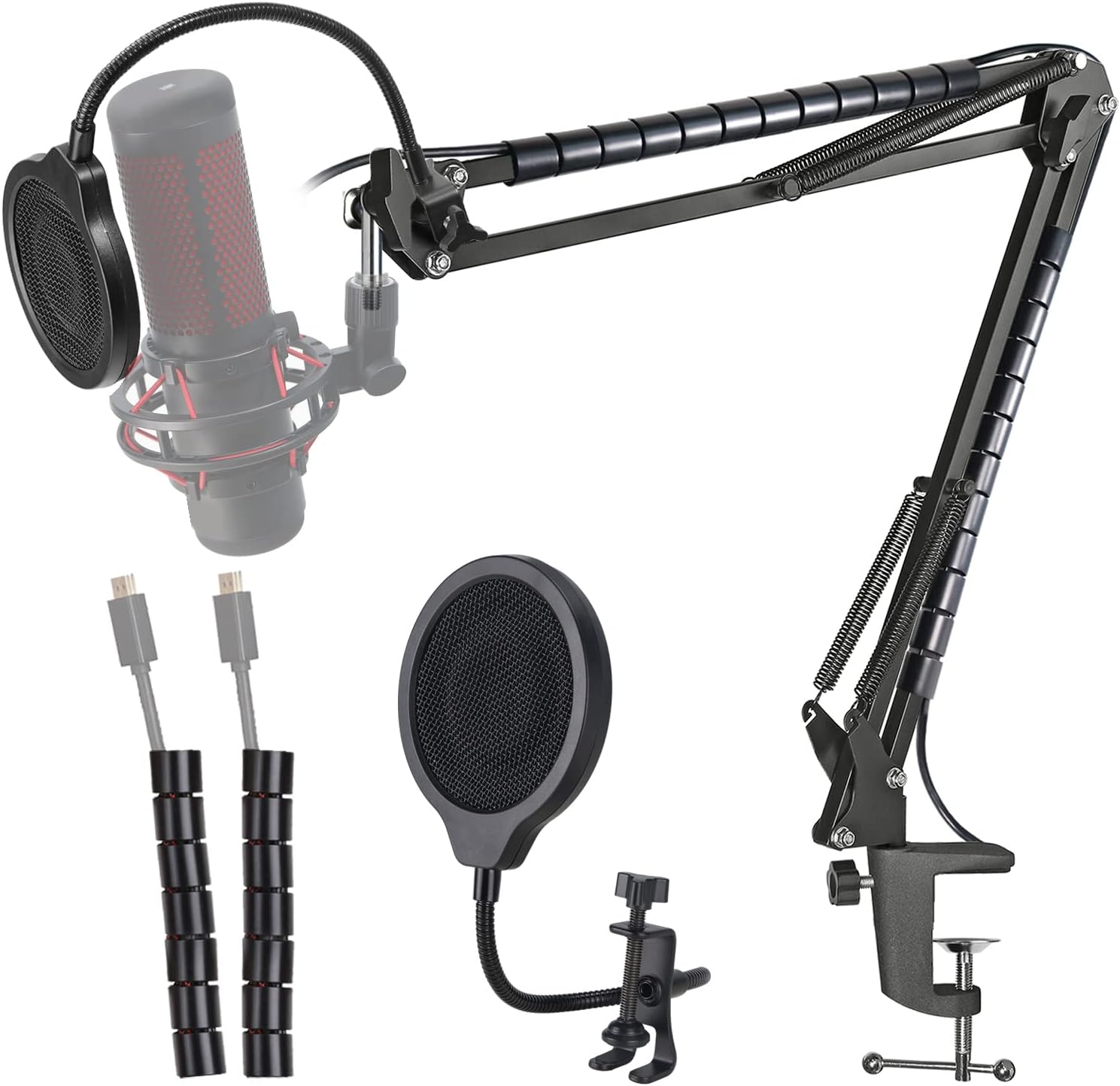 Hyperx Quadcast Mic Stand - Scissor Mic Boom Arm and 2 Cable Ties to Organize Cables Compatible with Hyperx Quadcast S to Improve Sound Quality by YOUSHARES