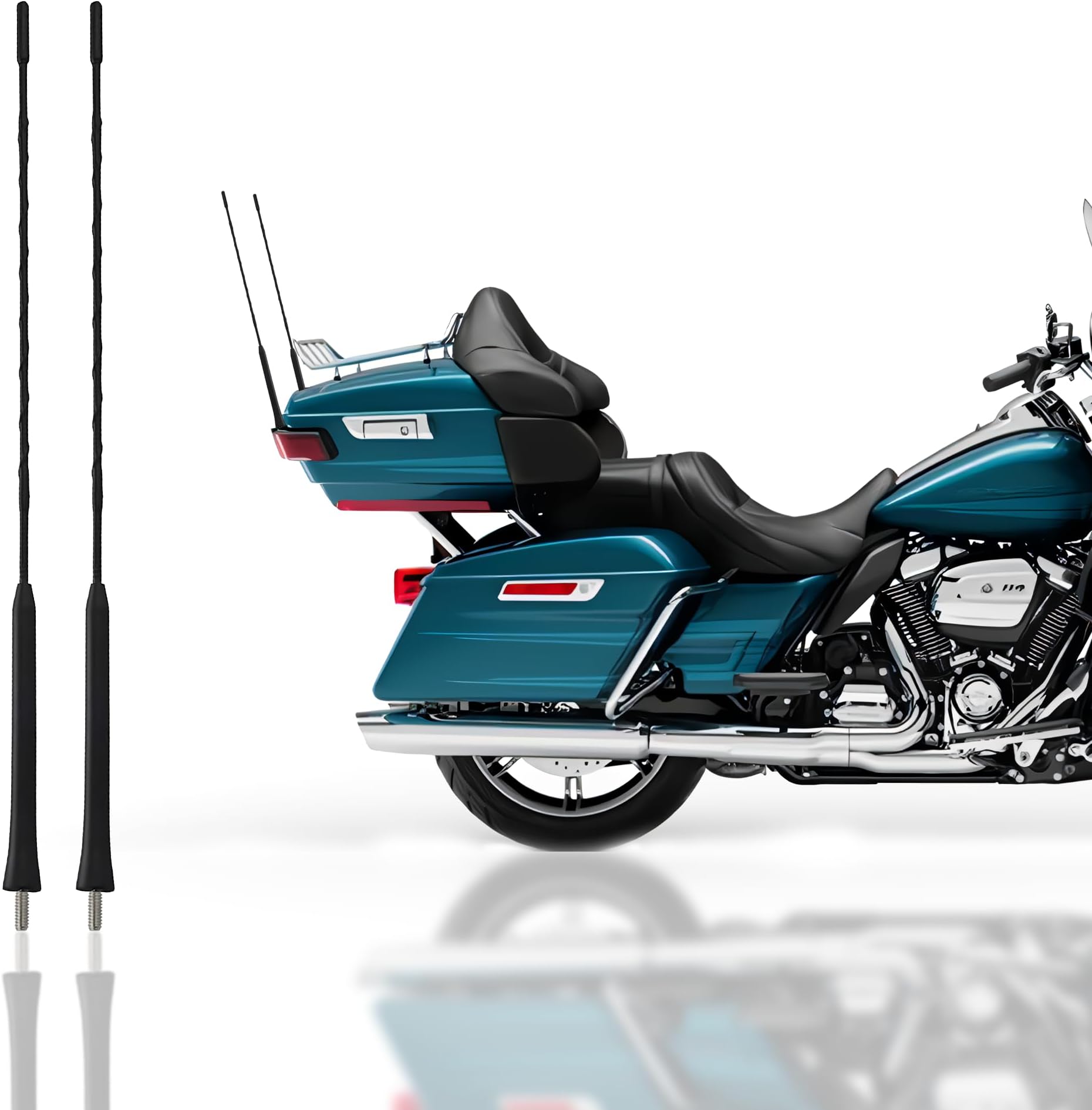 Trunknets Inc 2-pack Short Whip Metal AM/FM/XM CB Antenna Mast for Harley Davidson 16 inch