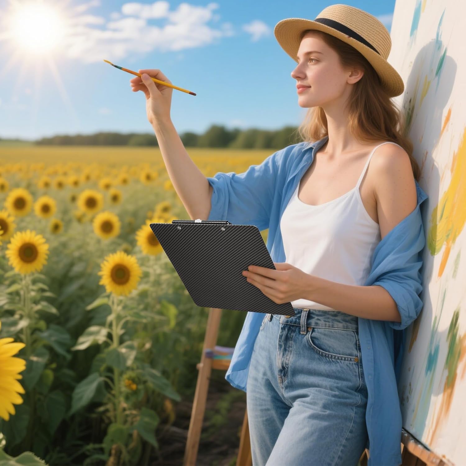 Real Carbon Fiber Clipboard, Ultra Hard Clipboard Professional Writing Pad,Black