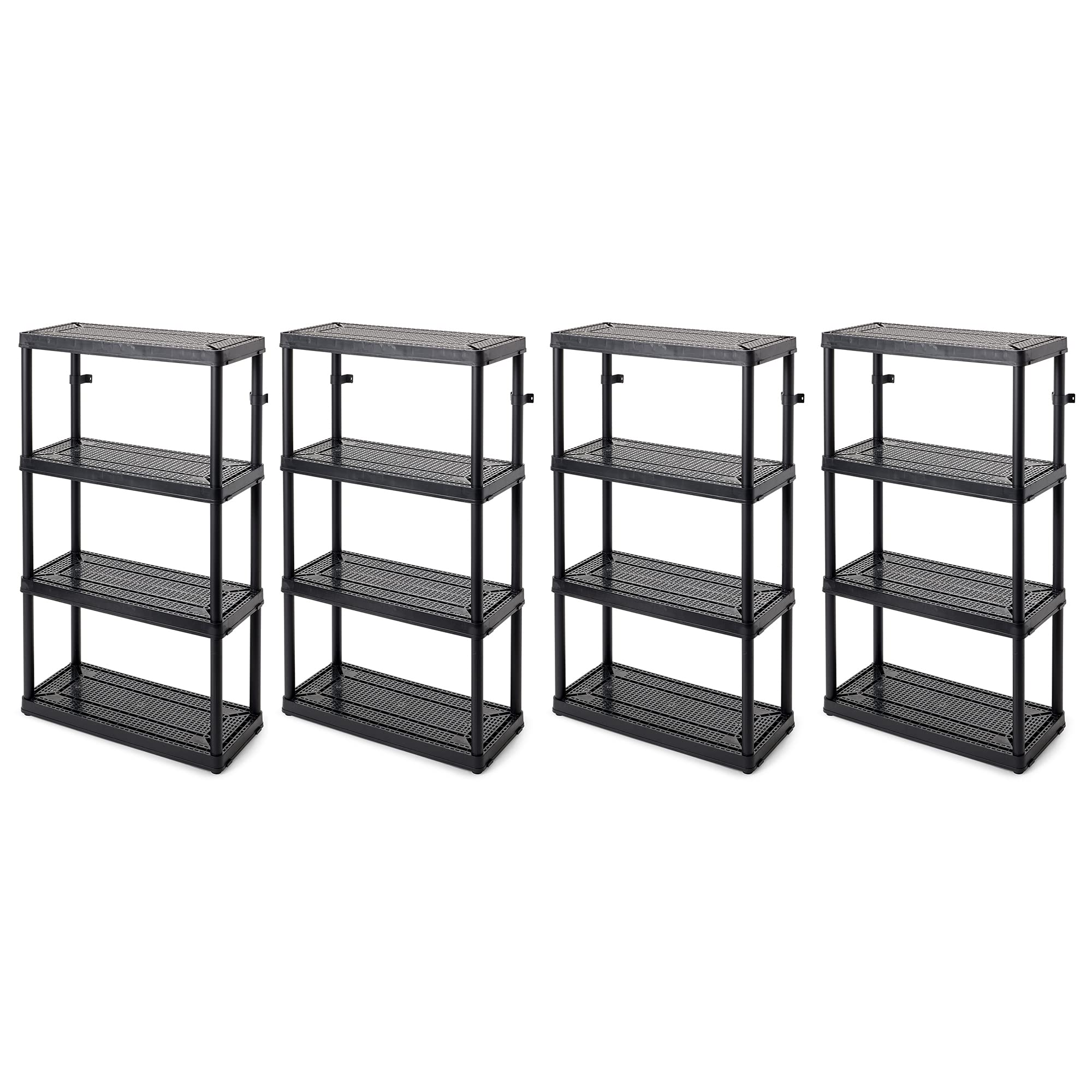 Gracious Living 4-Shelf Fixed-Height Medium-Duty Storage, Black, 4-Pack