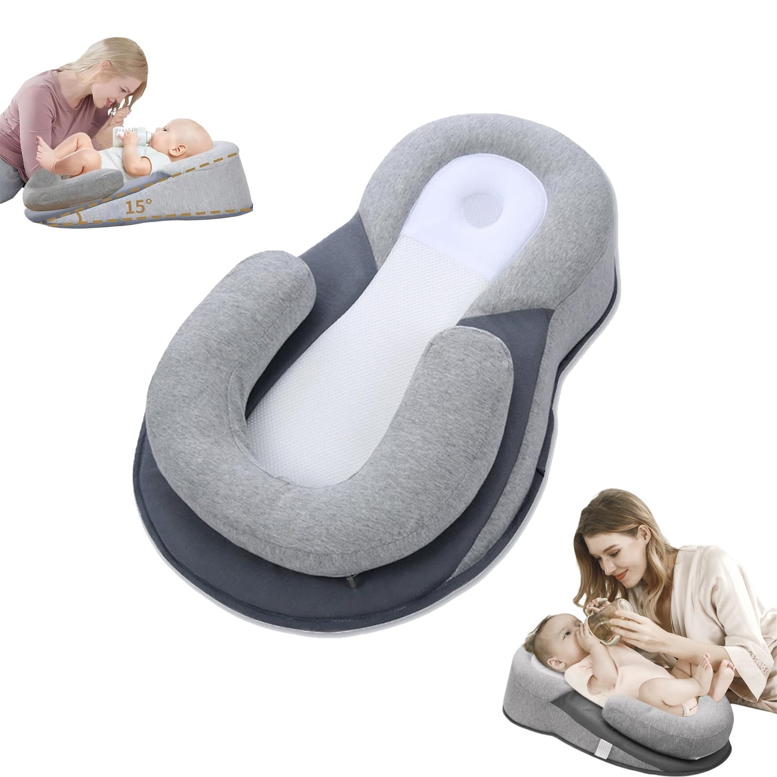 Soporte para Alimentación Infantil | Diseño Ergonómico con Anti-Reflujo | Suave y Transpirable | Prueba de Sueño Seguro (Tendencia de Primavera 2025)