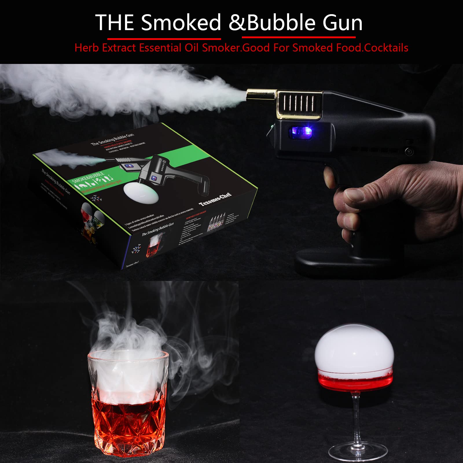 Kit Bubble Maker Per Cocktail Affumicati - Pistola A Fumo Con Oli Essenziali - Per Baristi E Chef - Foto 9