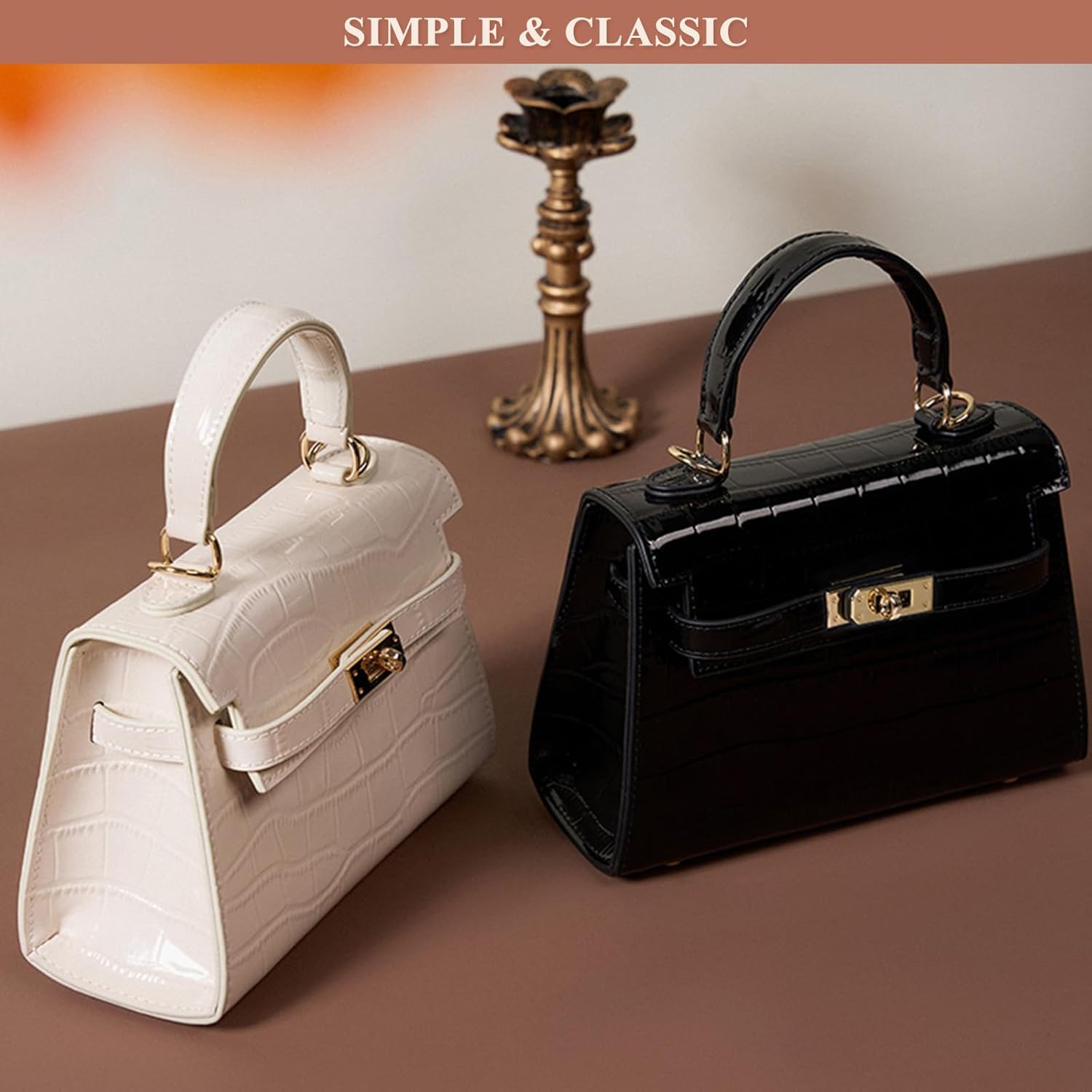 Women Genuine Leather Small Shoulder Bag Fashion Crocodile Print Patent Leather Purse Handbags Daily Outdoor Satchel