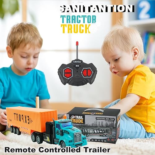 Miniatura 8 de Camión de control remoto, juguete de camión mini 148 de 14 pulgadas, equipado con 2 baterías recargables, los semirremolques incluyen