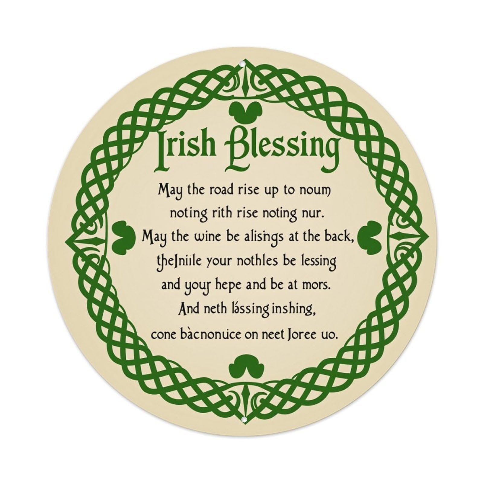 Wmlzdnwr Vintage Irish Blessing Celtic Knot Design With Shamrocks Round Tin Sign,Retro Wall Art,Metal Poster For Home, Bar, Garage, Cafe, Rustic Indoor & Outdoor Decor, 8X8 Inches