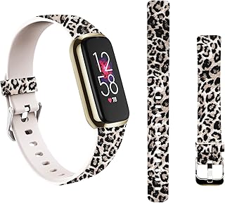 eiEuuk Printing Watchband Compatible with Fitbit Luxe/Luxe SE Smartwatch,Soft Silicone Sport Wristbands Replacement for Fitbit Luxe/Luxe SE Women Men 2021,Brown Leopard
