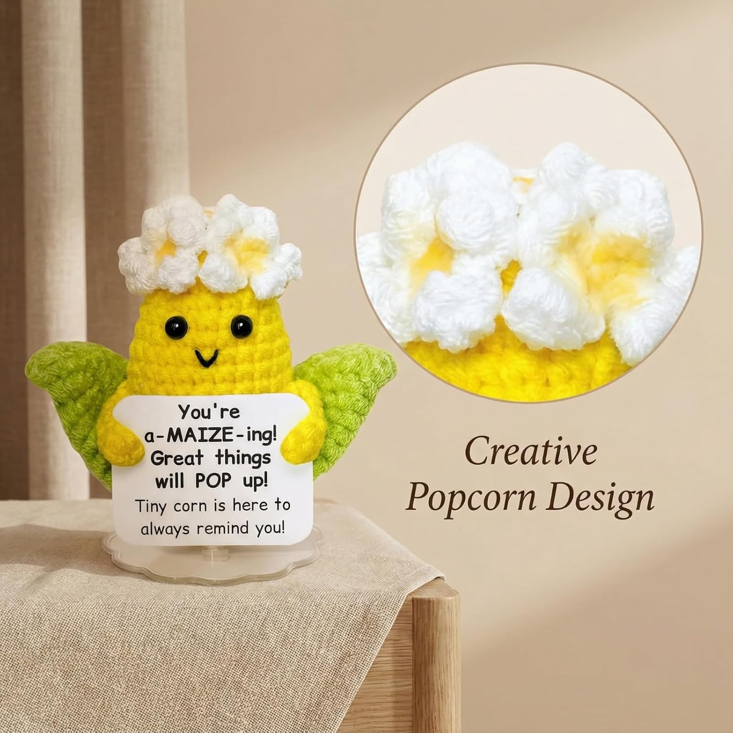 Emotional Postive Support Gift Crochet Corn -Encouragement & Inspiring Cute Little Desk Decor for Women
