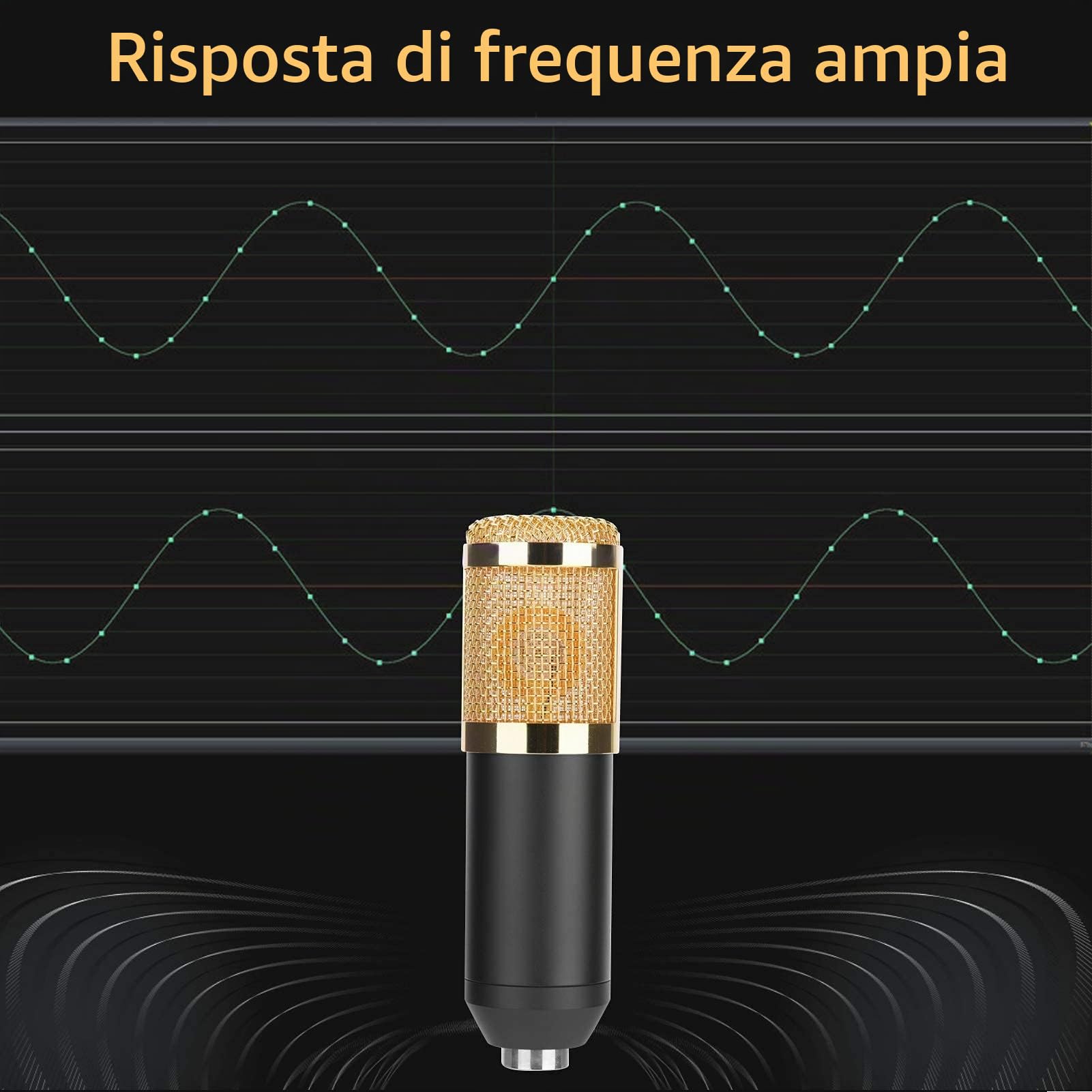Cocoarm BM 800 Microfono a Condensatore da Studio con Supporto a Braccio, Filtro Anti-pop, Tappo in Schiuma, per Gaming, Registrazione, Podcast, YouTube