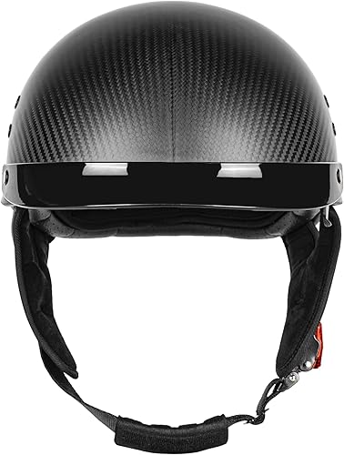 Miniatura 3 de Medio casco de motocicleta de fibra de carbono para adultos, hombres y mujeres, cascos retro de cara abierta aprobados por DOT con visera, diseño