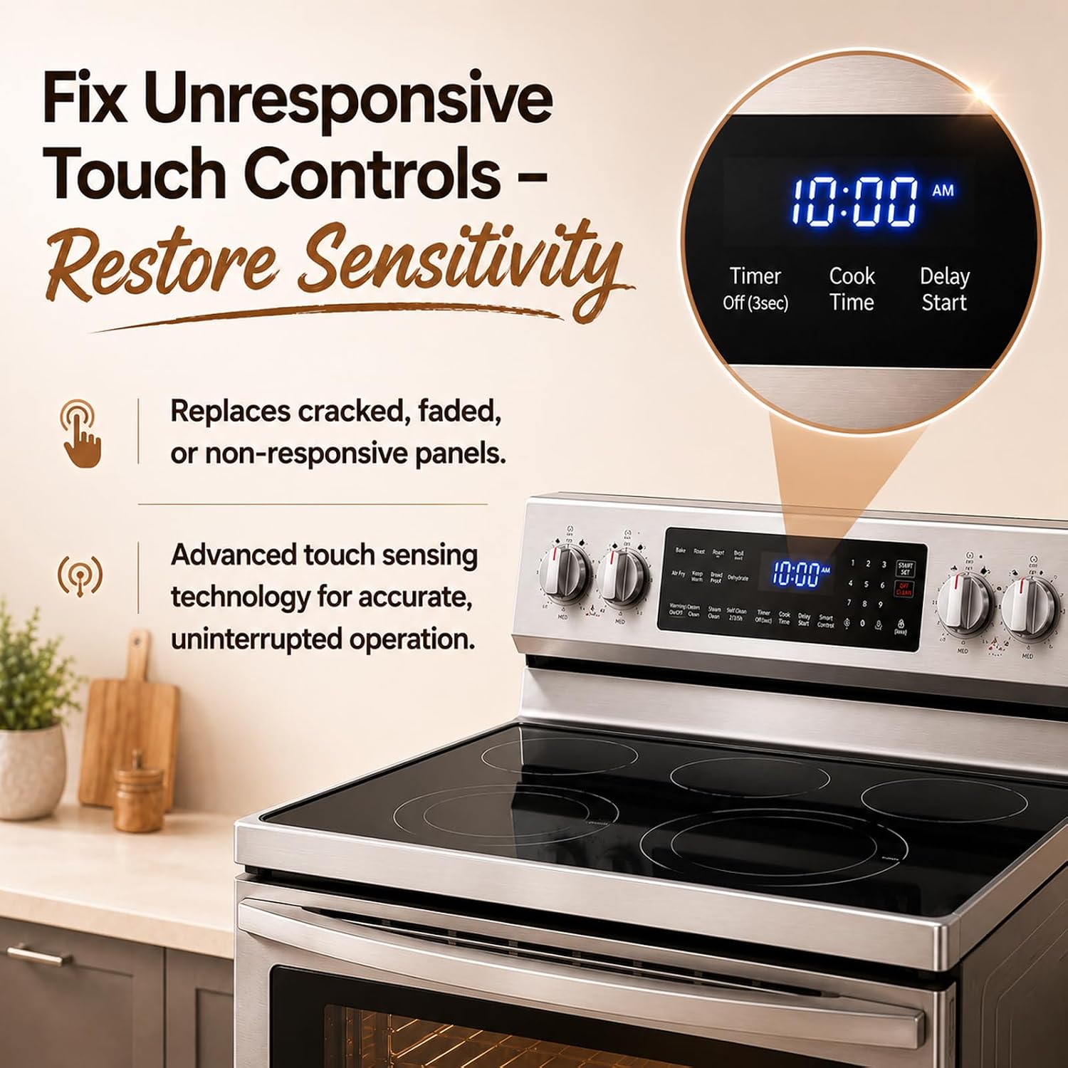 DG96-00850H Electric Range Membrane Switch Touch Panel, Replacement Touchpad Control Compatible with Samsung NE63A6511SG NE63A6511SS, Replaces PS16634295 AP7032886 EAP16634295, Black 13.8 Inch