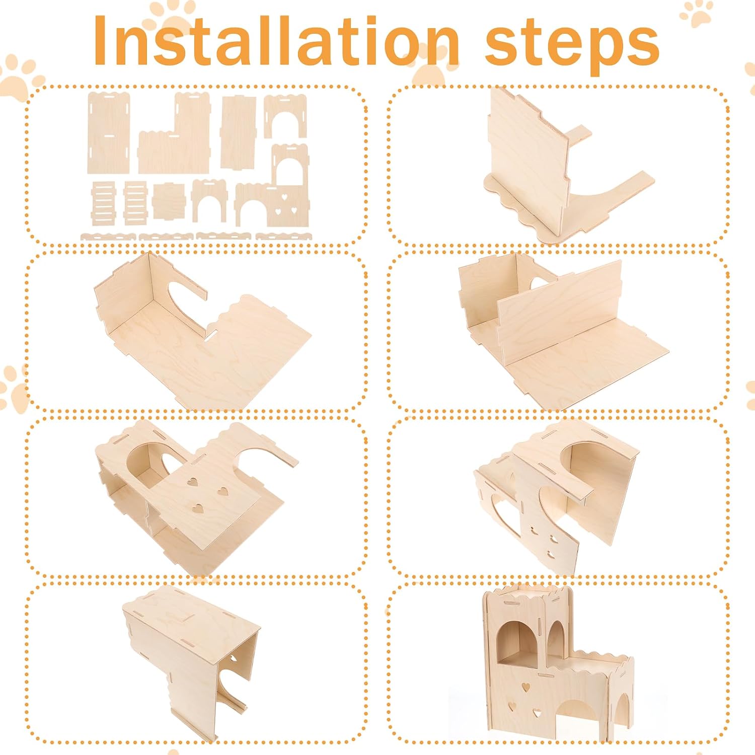 Foxtell 11 Pcs Hamster Cage Accessories, Hamster Toys Set, Hamster Hideout, Hamster Wheel for Rat Mice Small Animals Habitat (Fun Interactive Style)