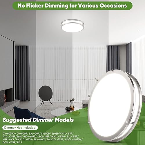 Miniatura 3 de Lámpara de techo LED de montaje empotrado de 36 W, lámpara de techo LED de 13 pulgadas 3600 LM, lámpara de techo moderna 2700 K3000 K4000 K5000