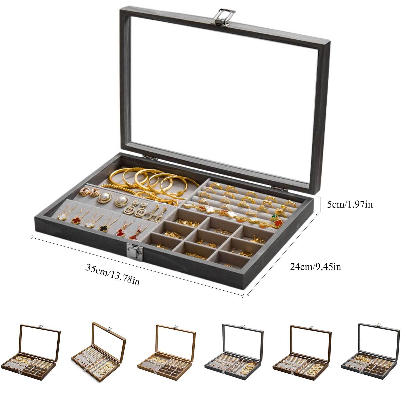 Amazon.co.jp: ガラス蓋付き木製ジュエリーボックス、 女性用木製