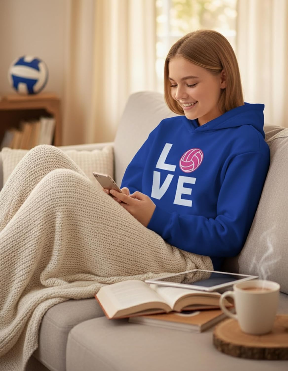 Tstars Volleyball Hoodie for Teen Girls and Women - Athletic Sports Pullover Gift for Players Coaches & Fans