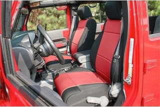 Seat Cover Kit, Front, Neoprene, Black/Red | 13215.53 | Fits 2011-2018 Jeep Wrangler JK
